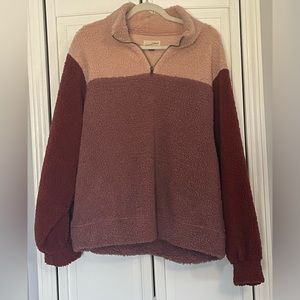 Fleece Color Block 3/4 Zip-Up Pullover